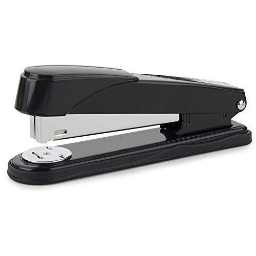 SKY-TOUCH Heavy-Duty Metal Stapler, Black, 50 Sheets Capacity, Stainless Steel, Adjustable Staple Selector, Anti-Slip Base, for Office & Home Use