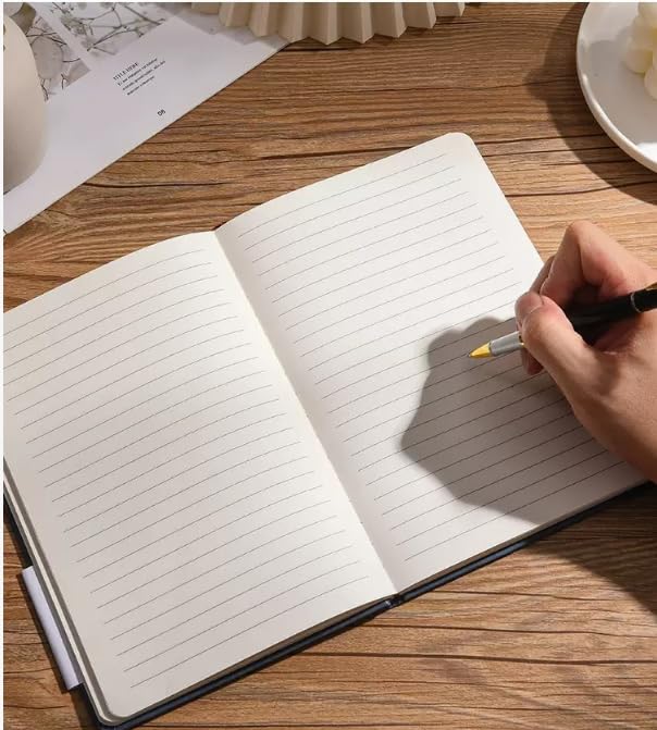 SKY-TOUCH A5 PU Leather Strap Notebook, Black 192 Pages - High-Quality Journal for Office, Study, and Daily Use