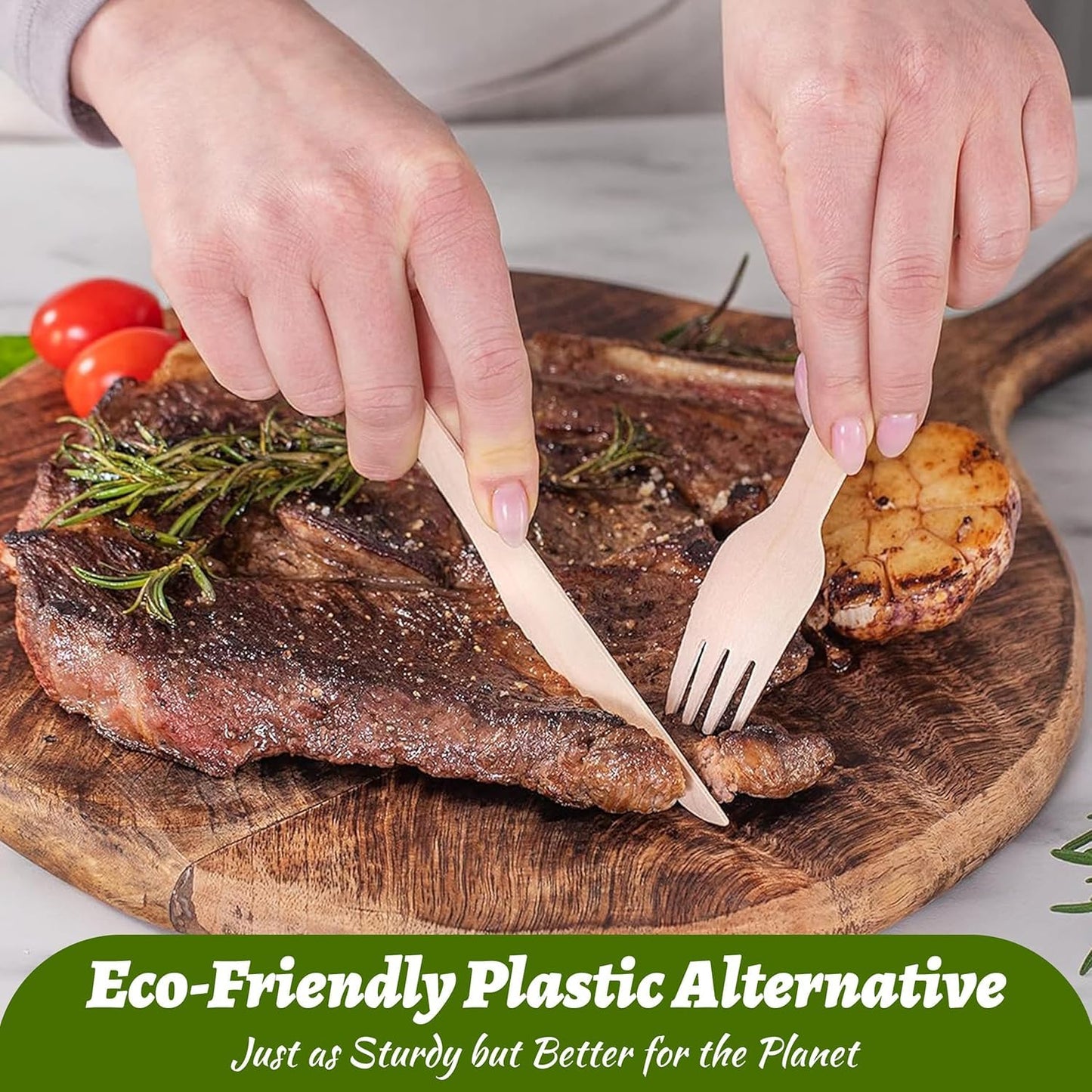 SKY-TOUCH 100 Pack Disposable Wooden Forks - 160mm, Eco-Friendly & Biodegradable, Made from Imported Fast-Growing Birch Wood, Natural & Hygienic