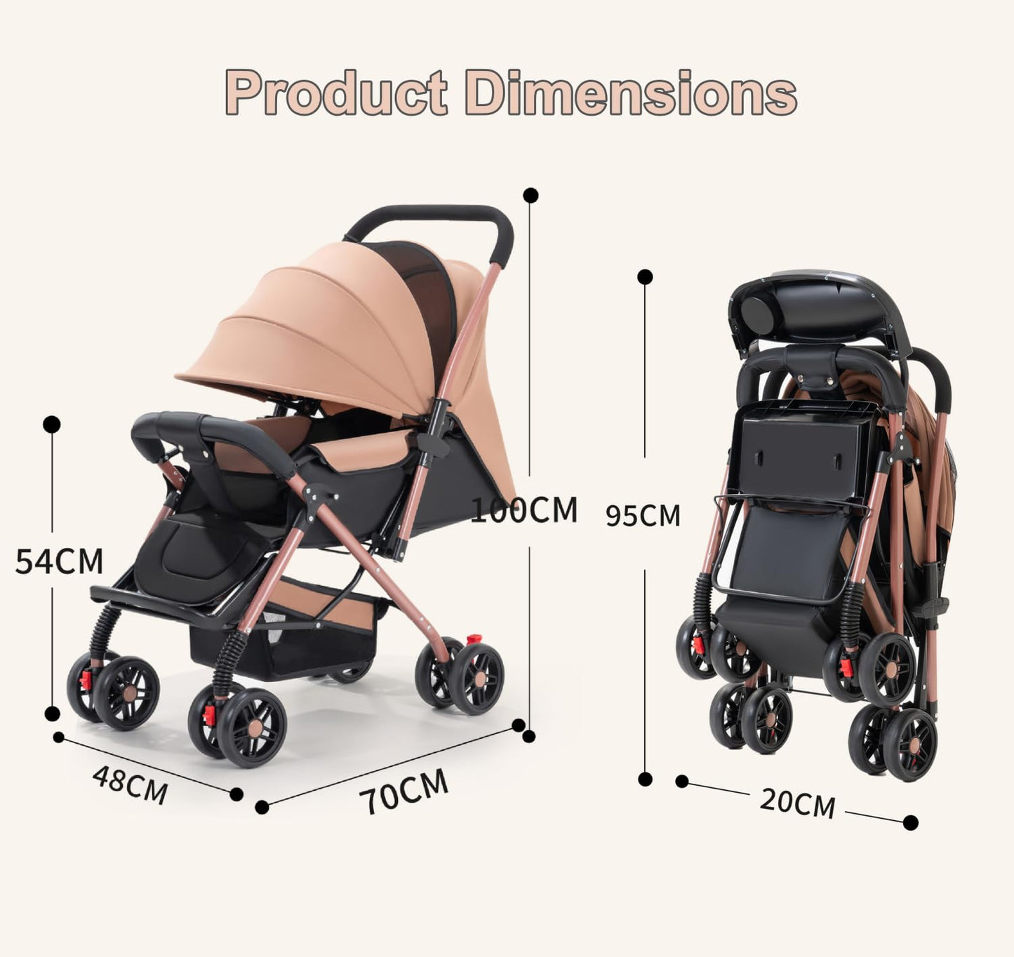 SKY-TOUCH Two-way Lightweight Stroller, One-click Foldable Baby Travel Stroller With Storage Basket, Multi-Postion Reclining Seat, Comfortable and Shock Absorbent, Bidirectional Push-and-Pull