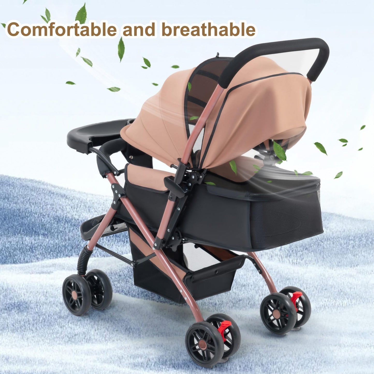 SKY-TOUCH Two-way Lightweight Stroller, One-click Foldable Baby Travel Stroller With Storage Basket, Multi-Postion Reclining Seat, Comfortable and Shock Absorbent, Bidirectional Push-and-Pull