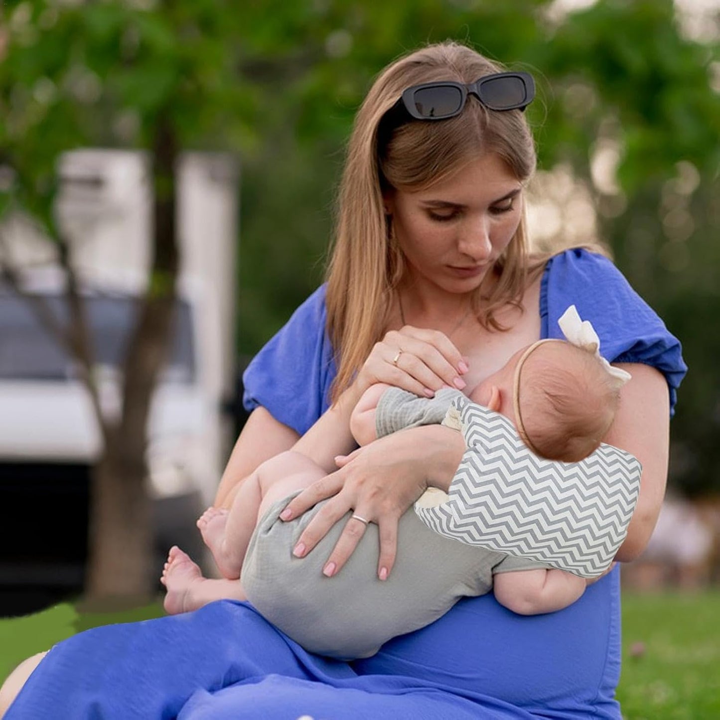 SKY-TOUCH Cozy Cradle Pillow, Baby Nursing for Arm Cotton Cozy Cradle Nursing Arm Pillow Head Support Feeding Slip-on Breastfeeding for Baby 25x23cm, Grey