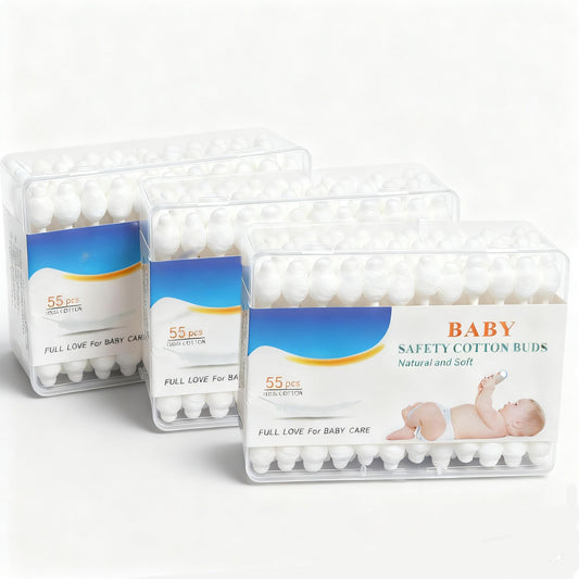 SKY-TOUCH 3 boxes—156 PCS Baby Cotton Swabs for Newborns, Soft & Gentle for Belly Button, Wound Care, Ear & Nose Cleaning – Safe for Infant Care