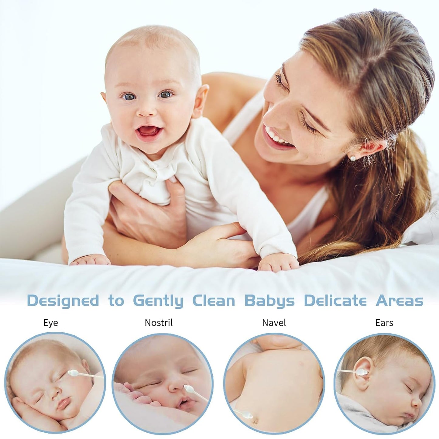 SKY-TOUCH 3 boxes—156 PCS Baby Cotton Swabs for Newborns, Soft & Gentle for Belly Button, Wound Care, Ear & Nose Cleaning – Safe for Infant Care