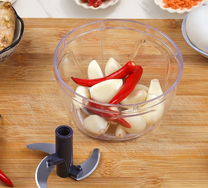 SKY-TOUCH Pull Chopper - Manual Mincer with Large Capacity, Easy-to-Use Hand-Pull Design, Sharp Blades, and Nylon Rope, Water Washable