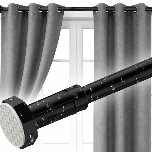 SKY- TOUCH Shower Curtain Rod, Extendable Bar Telescopic Stainless Steel Rod with Non-Slip & Detachable Base, Holds 84kg 110-190cm for Bathroom Window Closet Wardrobe - No Drill