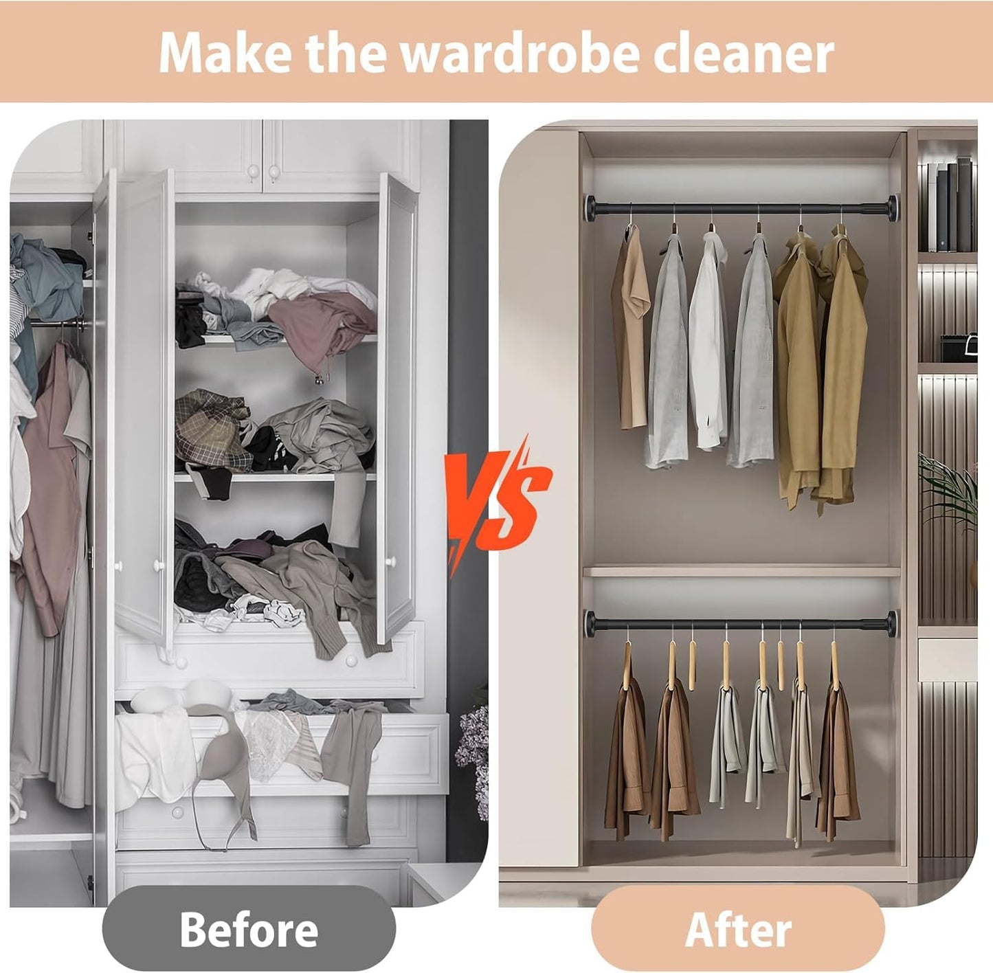 SKY- TOUCH Shower Curtain Rod, Extendable Bar Telescopic Stainless Steel Rod with Non-Slip & Detachable Base, Holds 84kg 110-190cm for Bathroom Window Closet Wardrobe - No Drill