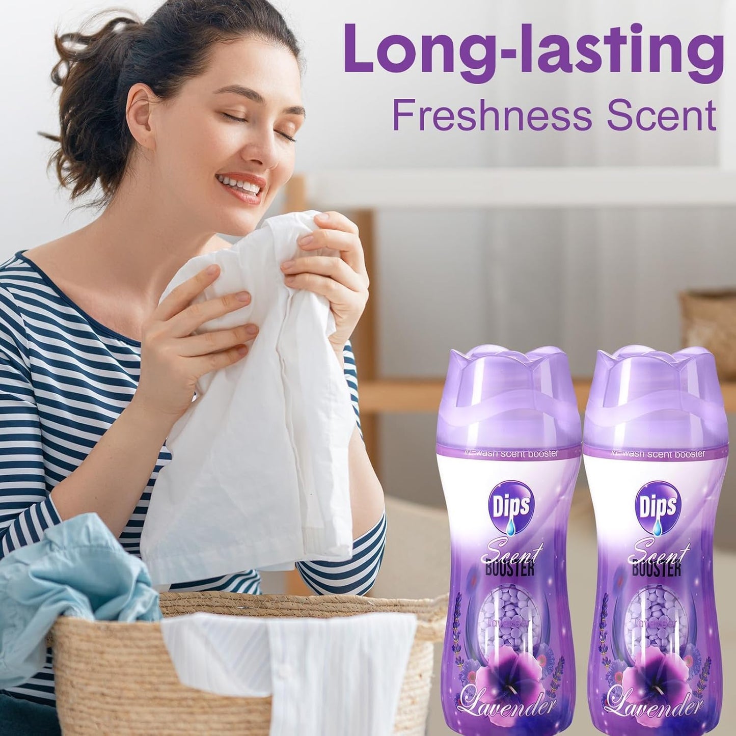 SKY-TOUCH 2 Bottles（520g）Lavender Scent Laundry Booster Beads, Premium Fragrance for Fresh & Soft Clothes, Long-Lasting Scent, Easy Dissolve, No Residue
