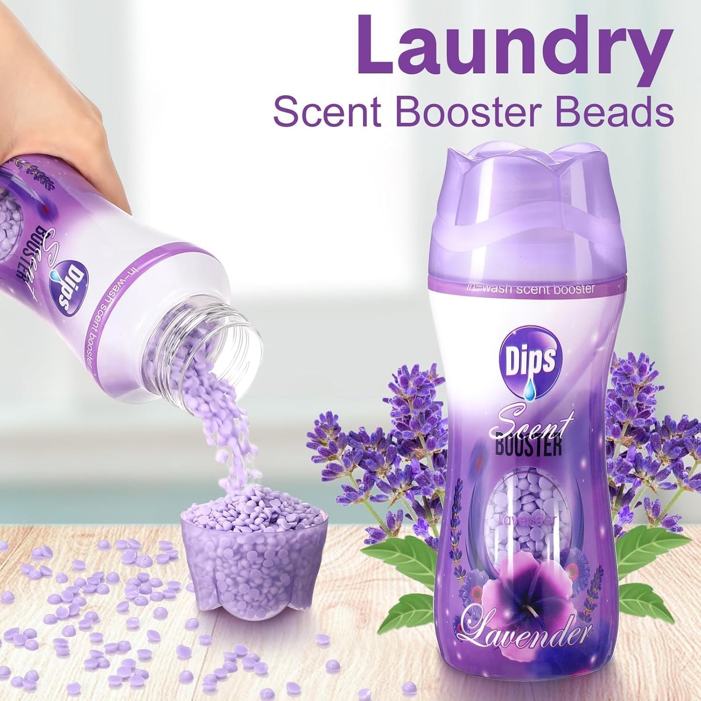 SKY-TOUCH 2 Bottles（520g）Lavender Scent Laundry Booster Beads, Premium Fragrance for Fresh & Soft Clothes, Long-Lasting Scent, Easy Dissolve, No Residue