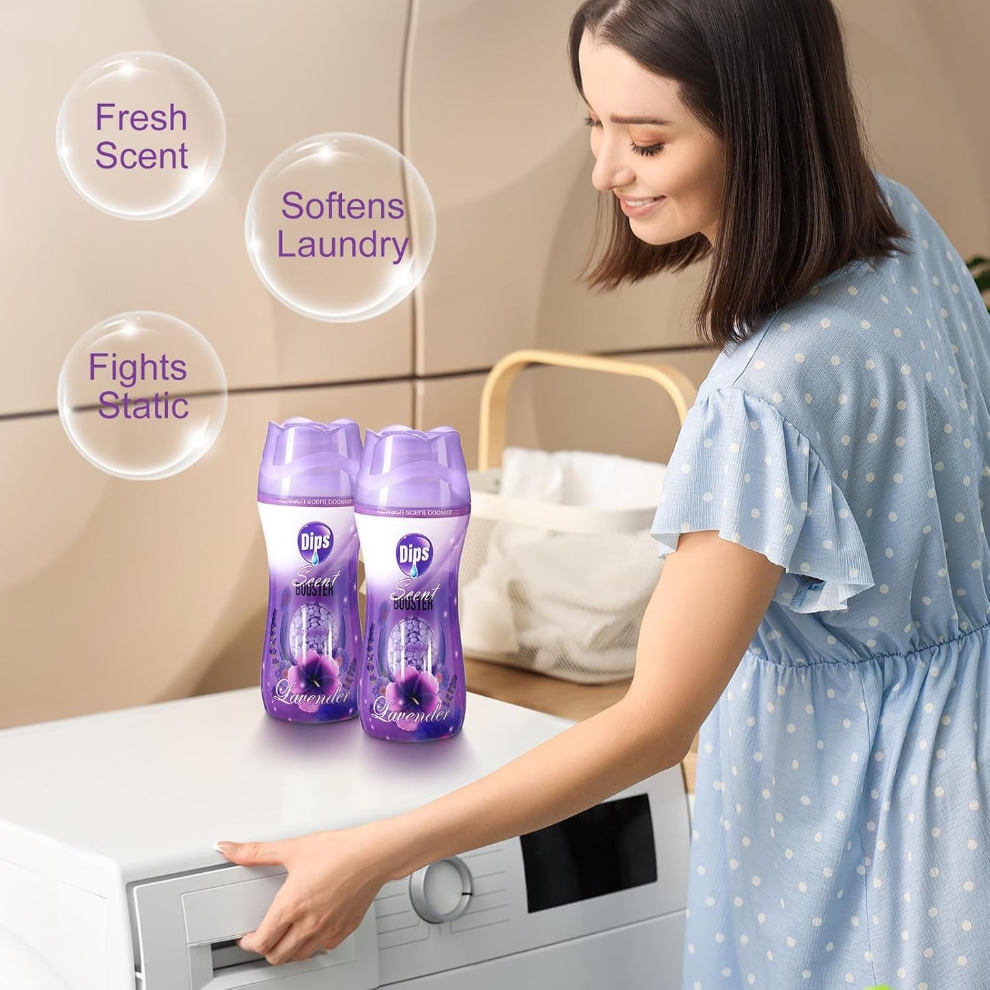 SKY-TOUCH 2 Bottles（520g）Lavender Scent Laundry Booster Beads, Premium Fragrance for Fresh & Soft Clothes, Long-Lasting Scent, Easy Dissolve, No Residue