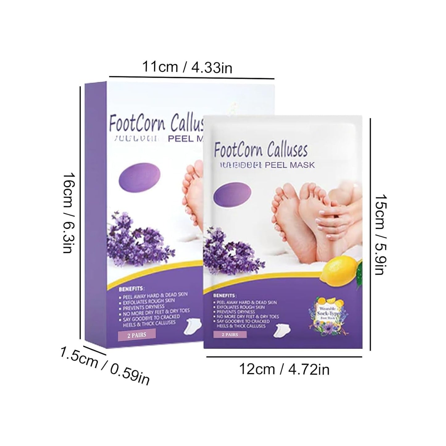 SKY-TOUCH 4 Packs Lavender Exfoliating Foot Mask, Moisturizing, Callus Removal, Dead Skin Treatment, Softens and Hydrates Feet