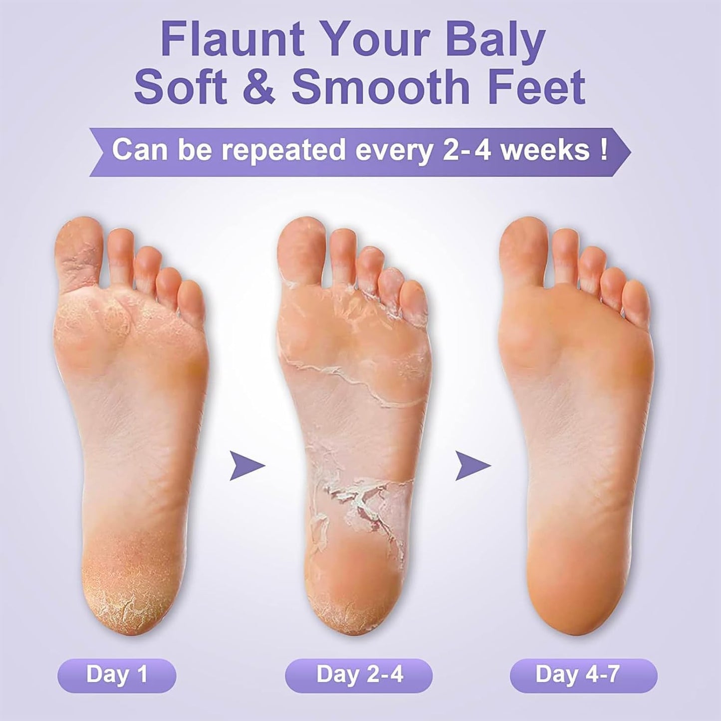 SKY-TOUCH 4 Packs Lavender Exfoliating Foot Mask, Moisturizing, Callus Removal, Dead Skin Treatment, Softens and Hydrates Feet