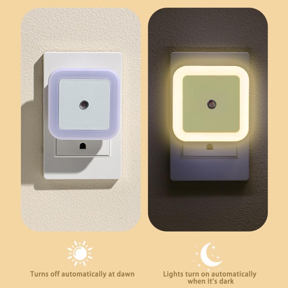 SKY-TOUCH 4Pcs Light Control Nightlight, Warm LED Nightlight, Wall-Mounted, The Light Turns On When The Sensor Is Activated, Suitable for Children's rooms, Bathrooms, Kitchens, Etc, White Warm Light