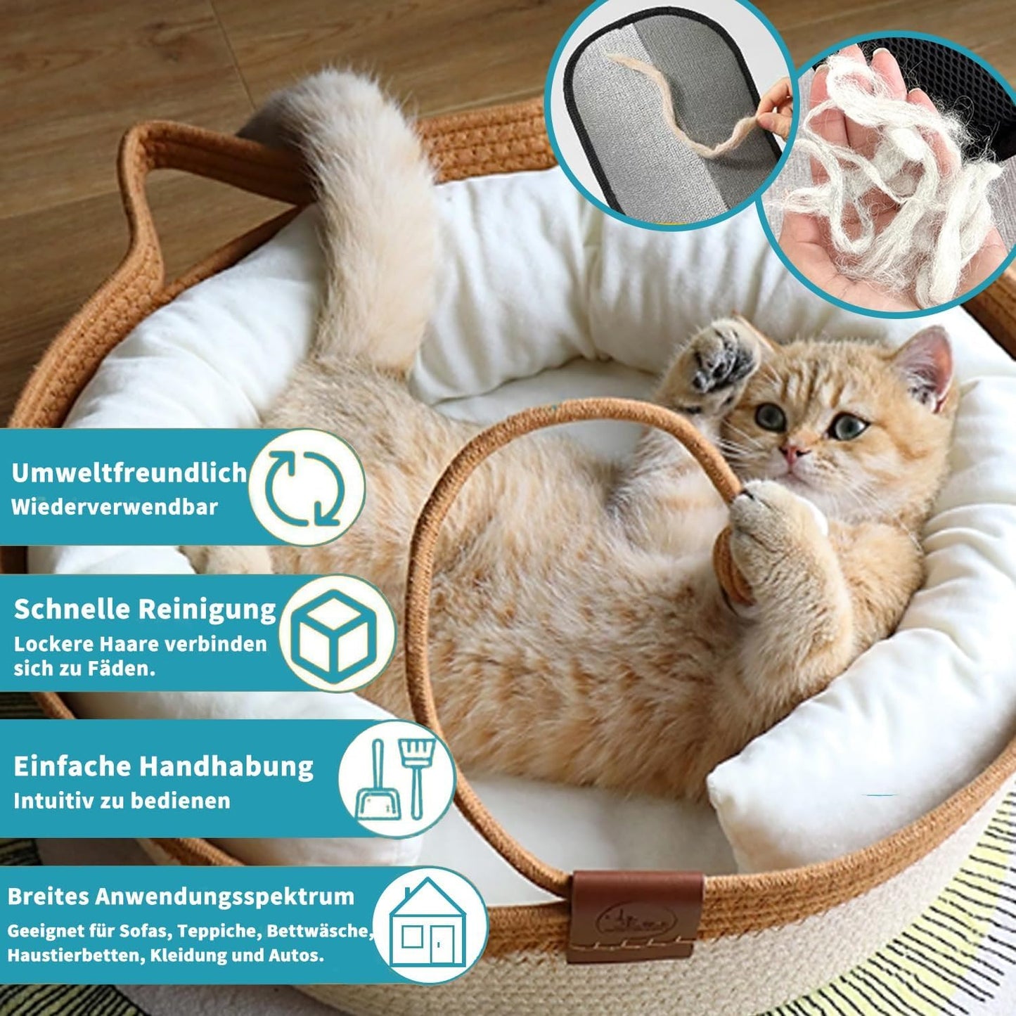 SKY-TOUCH 2 PACK Pet Hair Removal Glove for Cats & Dogs, Five-Finger Electrostatic Pet Hair Gloves, Reusable Magic Brush Pet Hair Remover Tool for Laundry, Couch, Carpet, Car Seat, 24x18cm