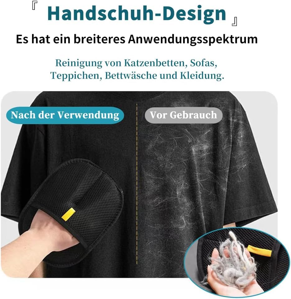 SKY-TOUCH 2 PACK Pet Hair Removal Glove for Cats & Dogs, Five-Finger Electrostatic Pet Hair Gloves, Reusable Magic Brush Pet Hair Remover Tool for Laundry, Couch, Carpet, Car Seat, 24x18cm