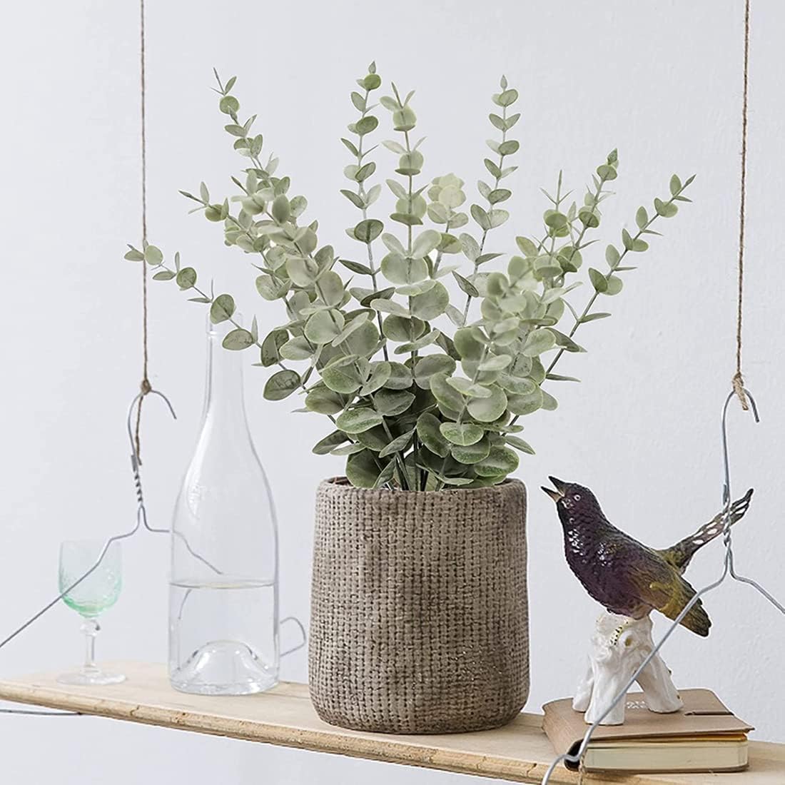 SKY-TOUCH 18 Pcs Artificial Eucalyptus Branches Realistic Faux Flowers Suitable For Home And Office Bouquets Table Centerpieces And Wedding Decorations Dark Green