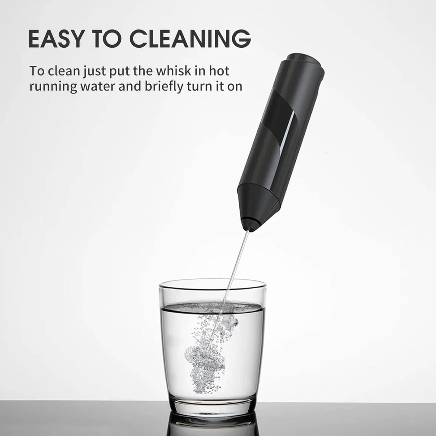 SKY-TOUCH Milk Frother Handheld, Electric Milk Foam Maker Hand Frother Stainless Steel Mini Foam Maker for Coffee Hot Chocolate Black