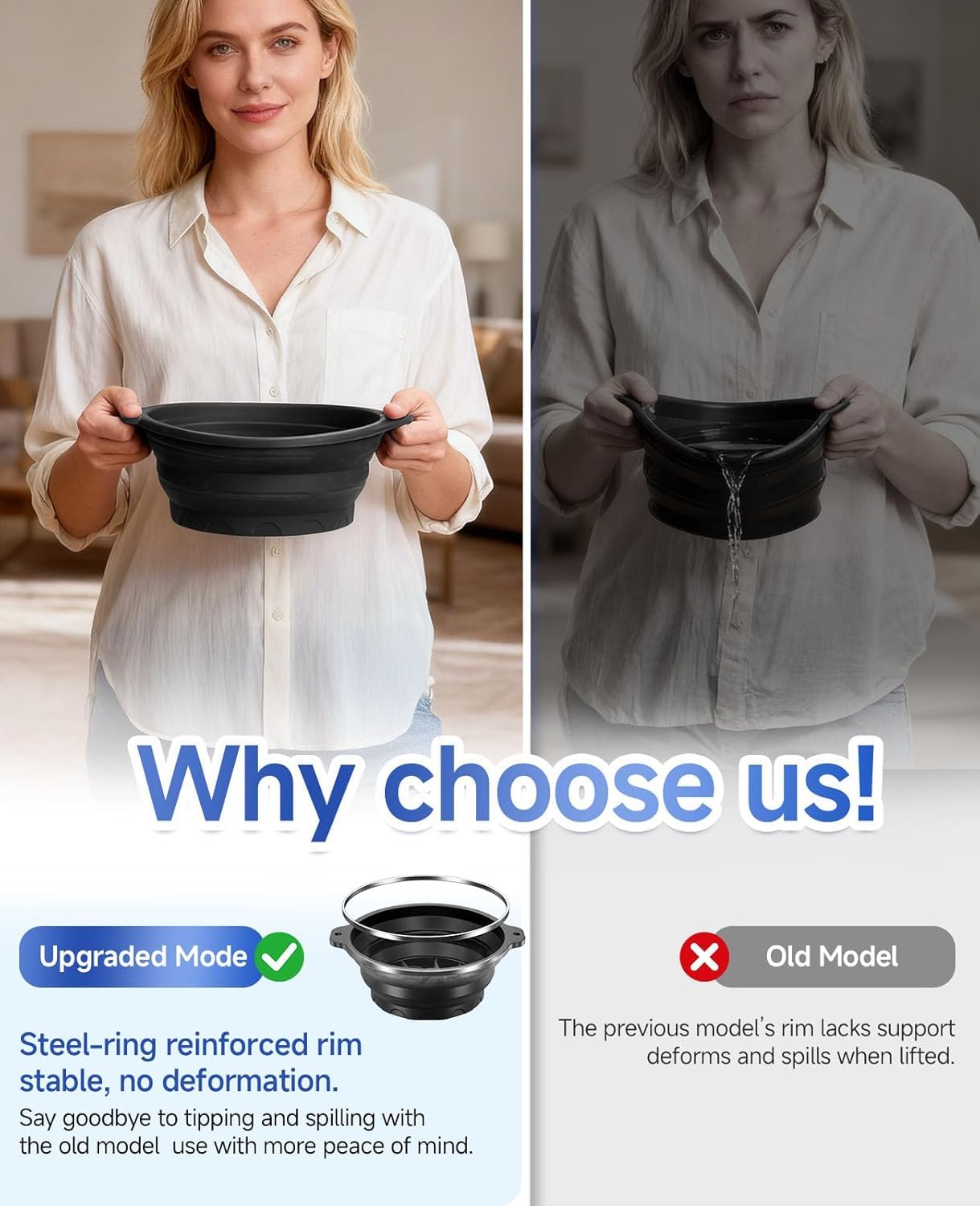 SKY-TOUCH Silicone Ice Face Bowl, Foldable Facebowl with Built-in Icetray, Quick Cooling for Puffiness Relief, Soothe Skin, Bathroom Accessories, Home Travel Use (Black) 23.5x27.5cm