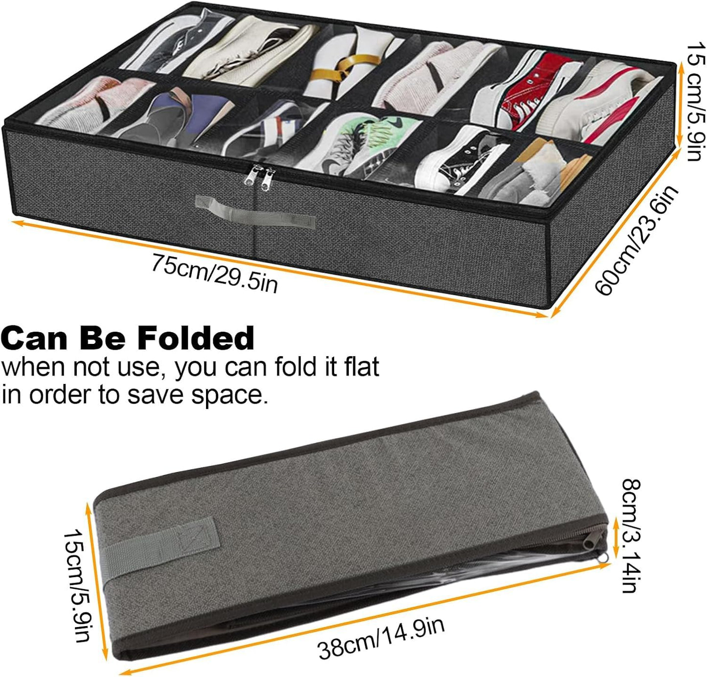 SKY-TOUCH  Underbed Storage Box, with Zip lock Bags - Under bed Storage Box with PVC Window for Clothes, Duvets, Comforters, Blankets, Bedding, Quilts