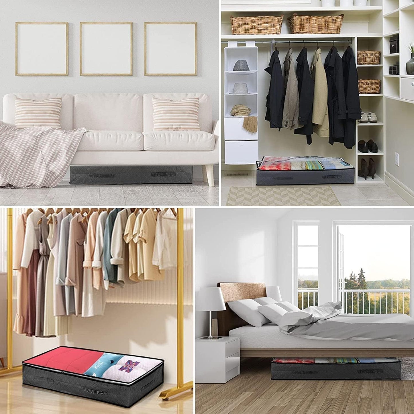 SKY-TOUCH  Underbed Storage Box, with Zip lock Bags - Under bed Storage Box with PVC Window for Clothes, Duvets, Comforters, Blankets, Bedding, Quilts