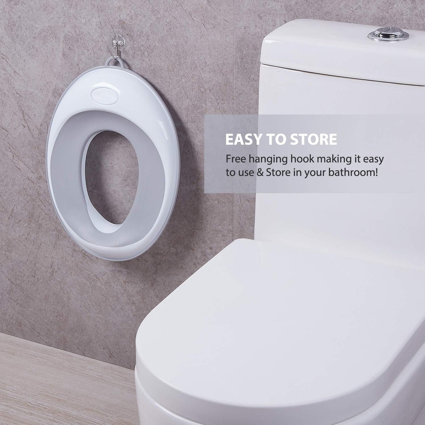 SKY-TOUCH Potty Training Toilet Seat, Toddler Kids Toilet Trainer Ring Potty With Soft Seat Cushion, Splash Guard, Secure Anti-Slip Toddler Toilet Seat, Washable - White, 38x31x9cm