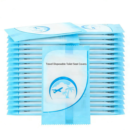SKY-TOUCH 50PCS Disposable Toilet Seat Covers, Waterproof & Portable Travel Mat, Non-Slip PE Toilet Seat Protector for Public Restrooms, Hotels, Camping, and Travel