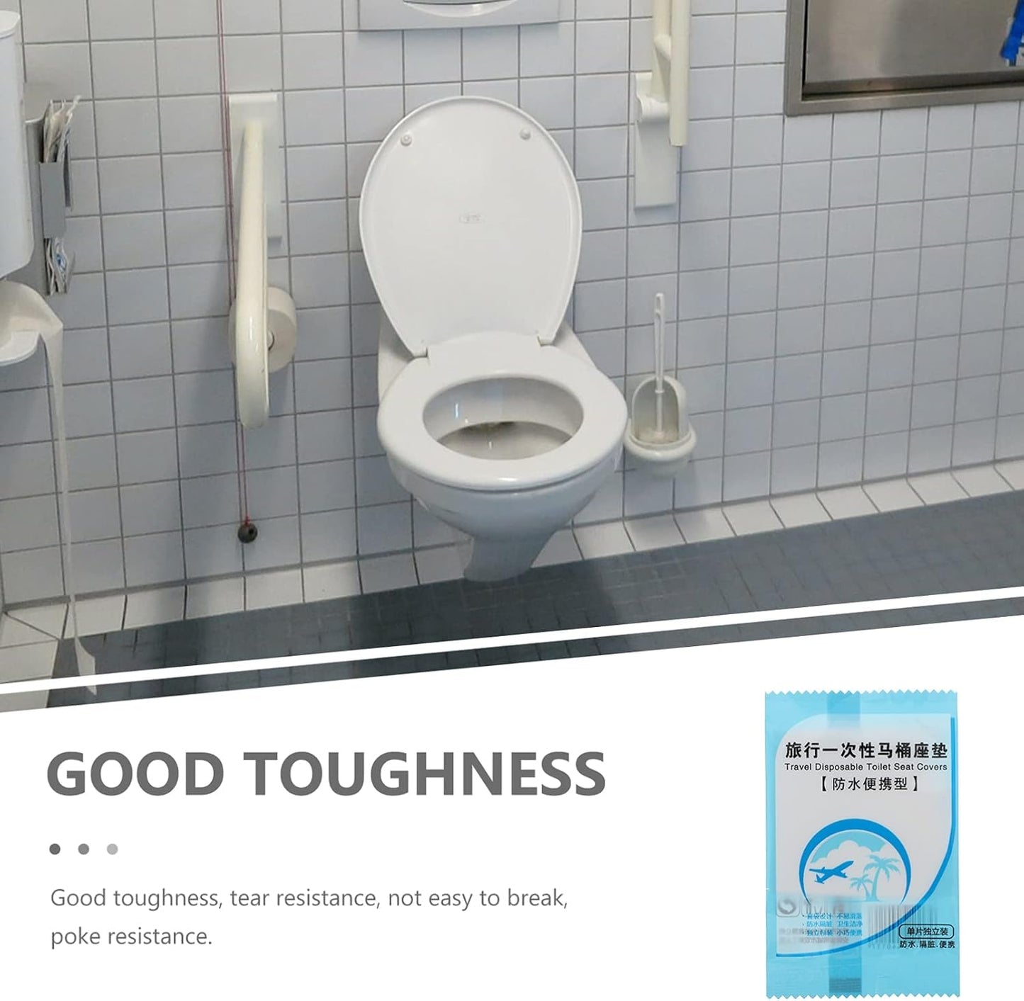 SKY-TOUCH 50PCS Disposable Toilet Seat Covers, Waterproof & Portable Travel Mat, Non-Slip PE Toilet Seat Protector for Public Restrooms, Hotels, Camping, and Travel