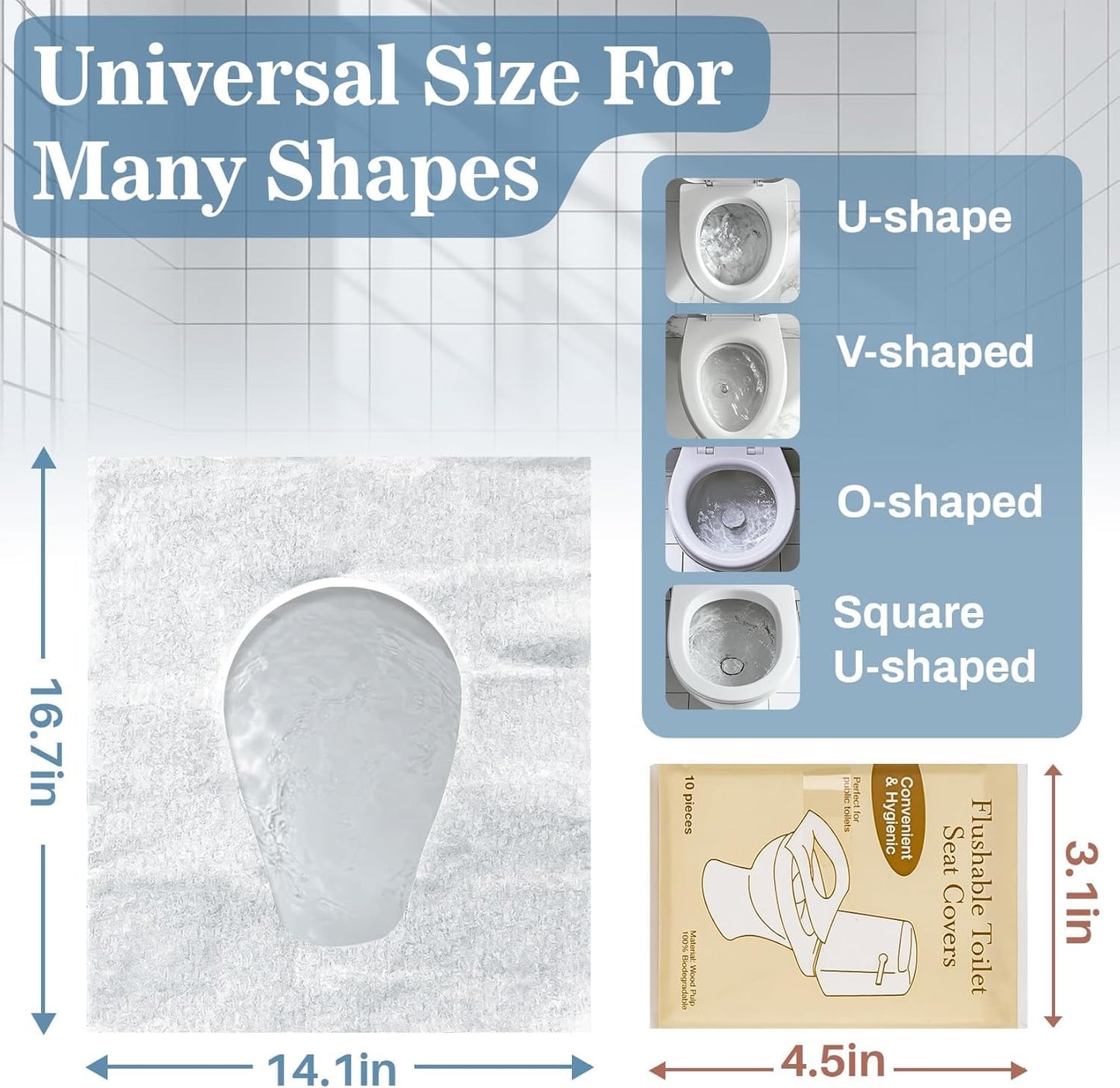 SKY-TOUCH 50PCS Flushable Toilet Seat Covers - Biodegradable Disposable Liners for Travel, Public Restrooms, Camping, Airplanes & Potty Training