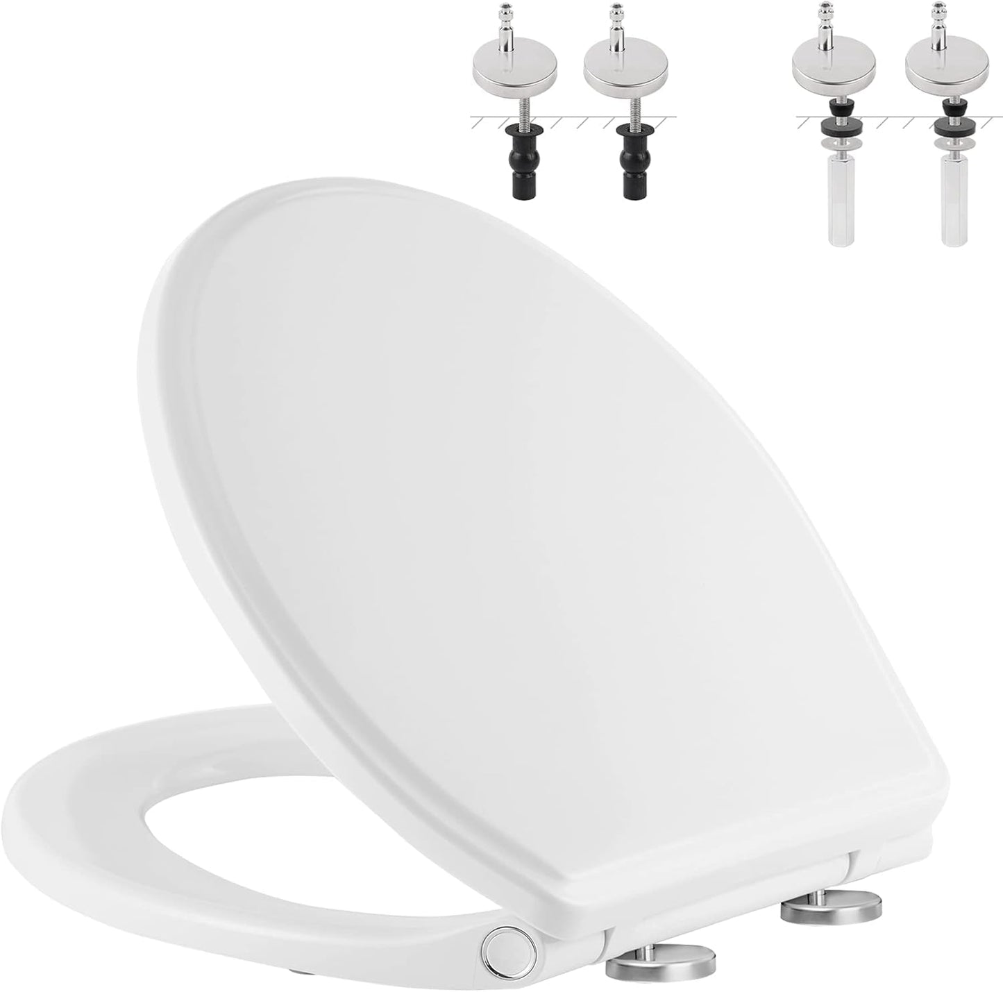 SKY-TOUCH Toilet Seat Cover, Slow Close Elongated Toilet Seats, U-Shaped Thickened Toilet Bowl Lid Universal Removable Toilet Seat Cover, Easy Cleaning Design for Home W 36.5cm x L 45cm, White