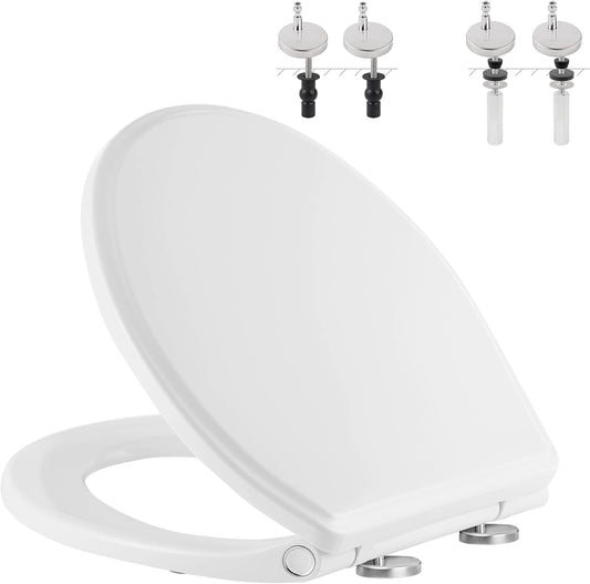 SKY-TOUCH Toilet Seat Cover, Slow Close Elongated Toilet Seats, U-Shaped Thickened Toilet Bowl Lid Universal Removable Toilet Seat Cover, Easy Cleaning Design for Home W 36.5cm x L 45cm, White