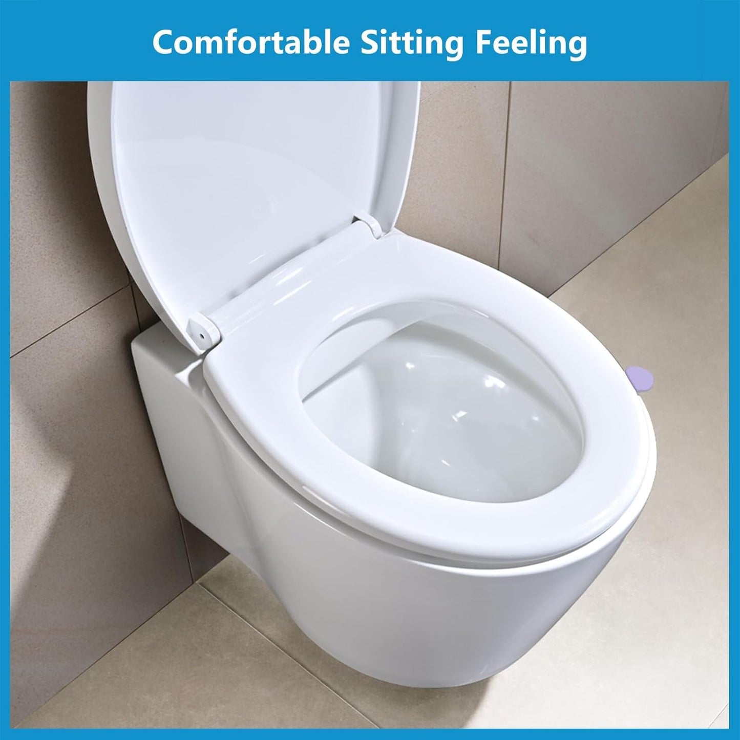 SKY-TOUCH Toilet Seat Cover, Slow Close Elongated Toilet Seats, U-Shaped Thickened Toilet Bowl Lid Universal Removable Toilet Seat Cover, Easy Cleaning Design for Home W 36.5cm x L 45cm, White