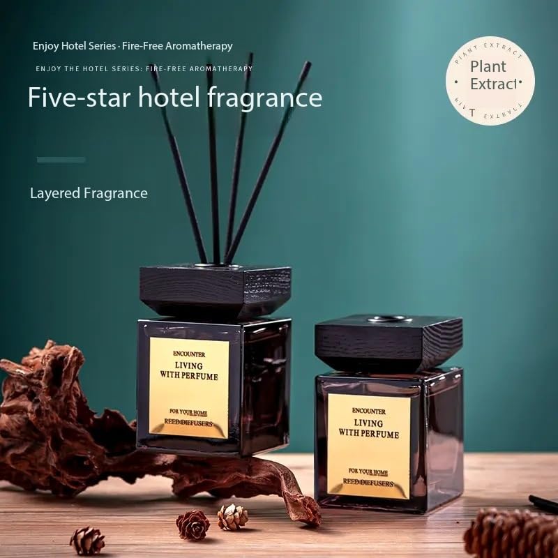 SKY-TOUCH Shangri-La Reed Diffuser - 180ml Luxury Long-Lasting Room Fragrance Oil, Natural Aromatherapy, Scented Air Freshener for Home, Office & Bathroom, Eco-Friendly Wooden Lid