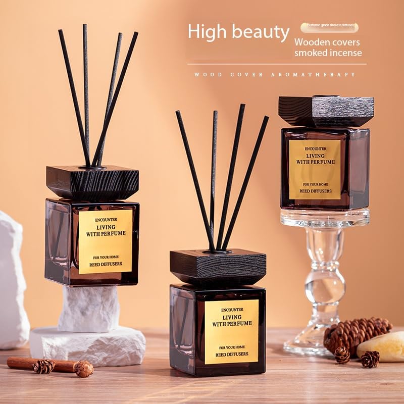 SKY-TOUCH Shangri-La Reed Diffuser - 180ml Luxury Long-Lasting Room Fragrance Oil, Natural Aromatherapy, Scented Air Freshener for Home, Office & Bathroom, Eco-Friendly Wooden Lid