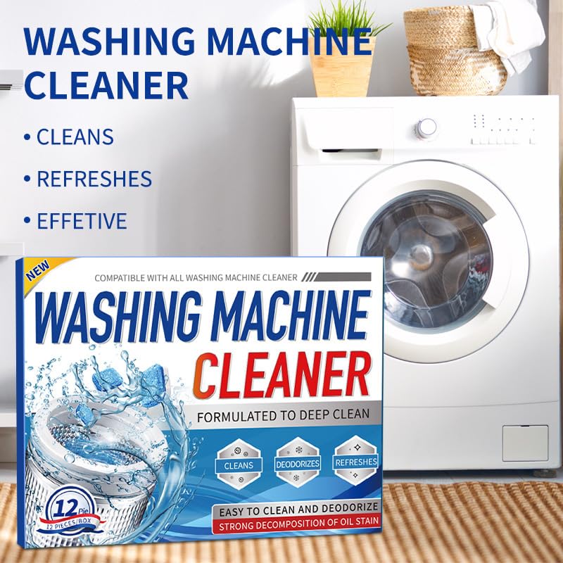 SKY-TOUCH 24PCS Washing Machine Cleaner Tablets – Powerful Descaler & Stain Remover for Dishwashers & Washing Machines, Deep Clean & Disinfect