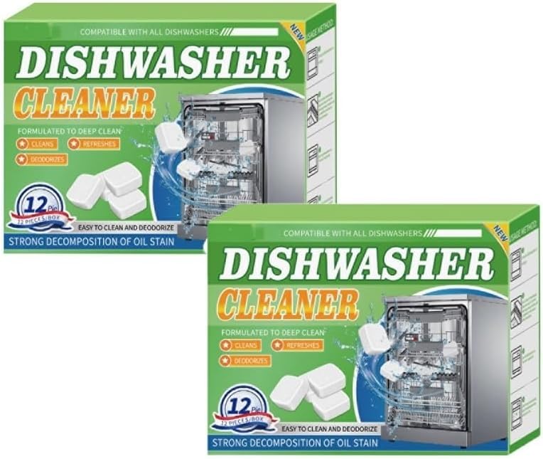 SKY-TOUCH 24PCS Dishwasher Cleaning Tablets – Deep Descaling Formula, Stain Removal & Deodorizing, Fresh Lemon Scent, Monthly Maintenance Cleaner