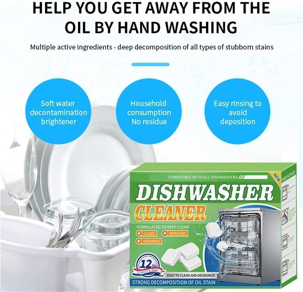SKY-TOUCH 24PCS Dishwasher Cleaning Tablets – Deep Descaling Formula, Stain Removal & Deodorizing, Fresh Lemon Scent, Monthly Maintenance Cleaner