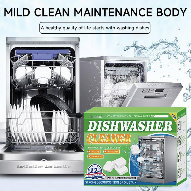 SKY-TOUCH 24PCS Dishwasher Cleaning Tablets – Deep Descaling Formula, Stain Removal & Deodorizing, Fresh Lemon Scent, Monthly Maintenance Cleaner