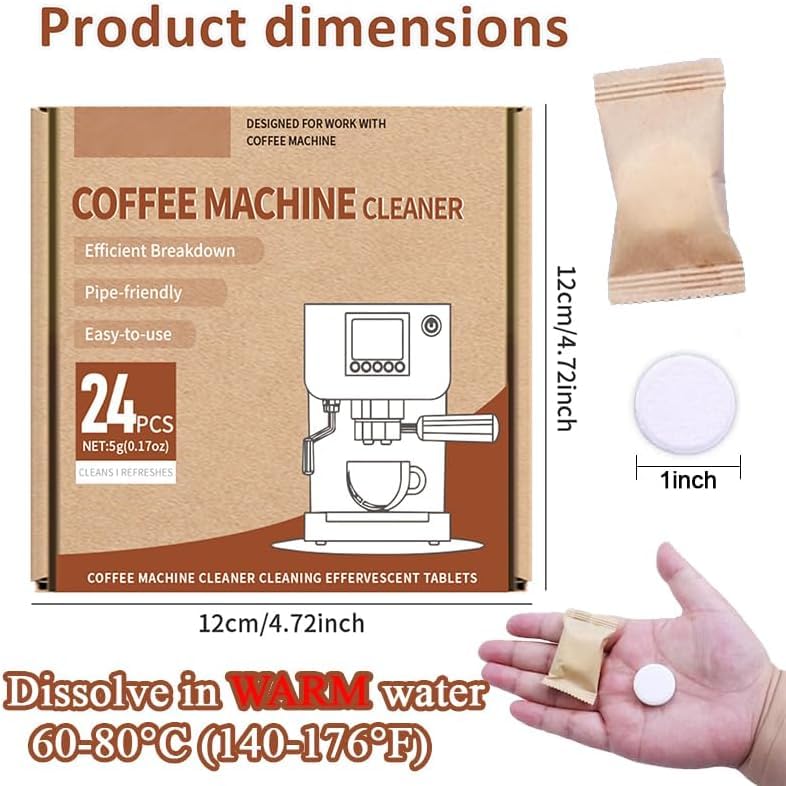 SKY-TOUCH 24pcs Coffee Machine Descaling Tablets – Effective Cleaning, Removes Limescale & Stains, Compatible with All Coffee Makers