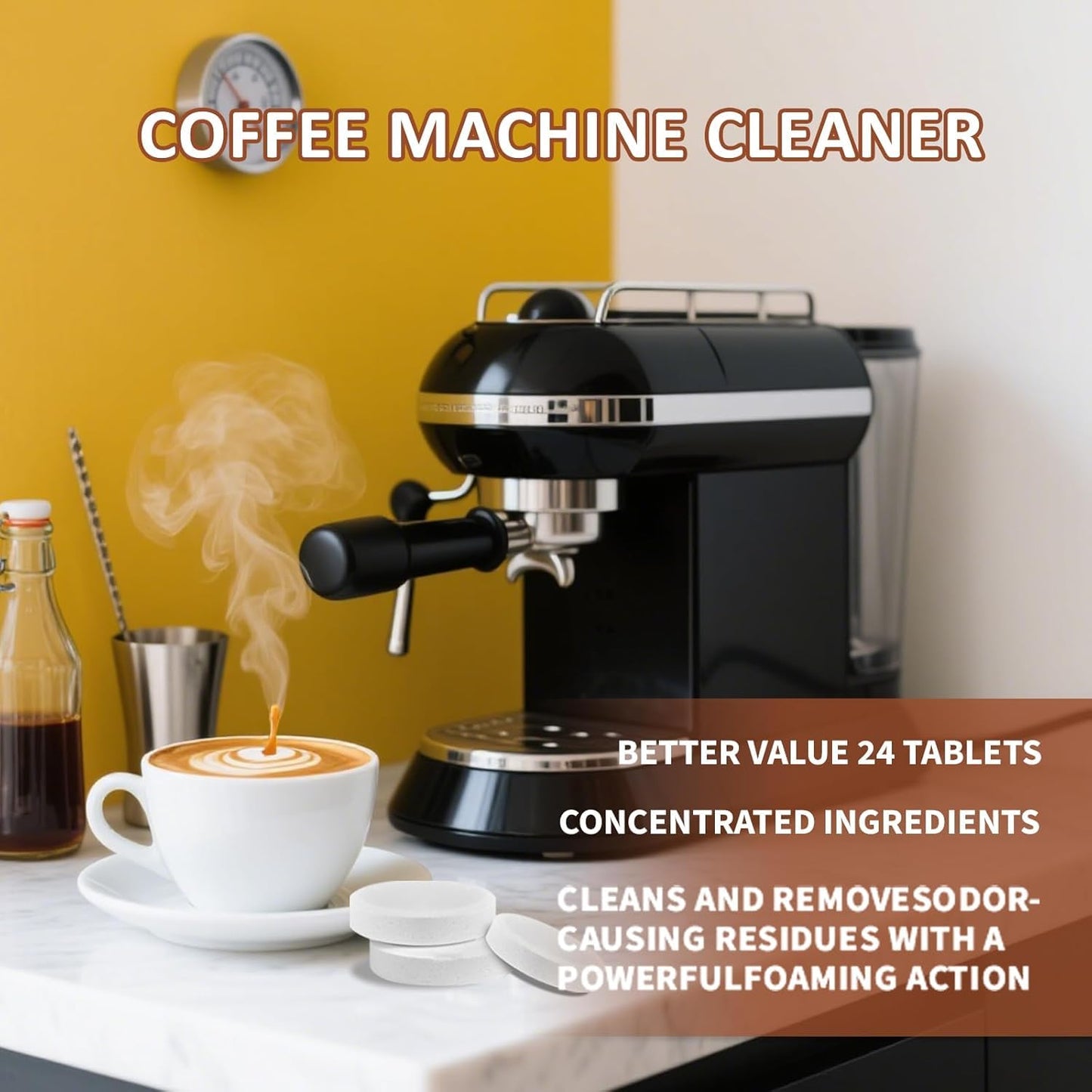 SKY-TOUCH 24pcs Coffee Machine Descaling Tablets – Effective Cleaning, Removes Limescale & Stains, Compatible with All Coffee Makers