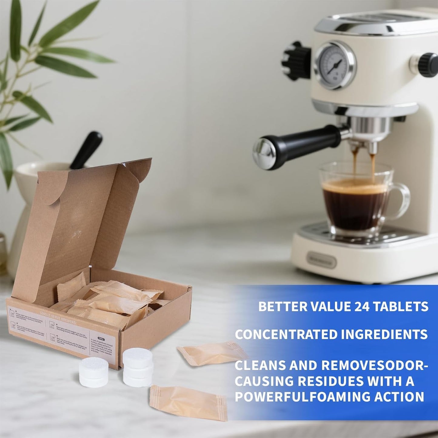 SKY-TOUCH 24pcs Coffee Machine Descaling Tablets – Effective Cleaning, Removes Limescale & Stains, Compatible with All Coffee Makers