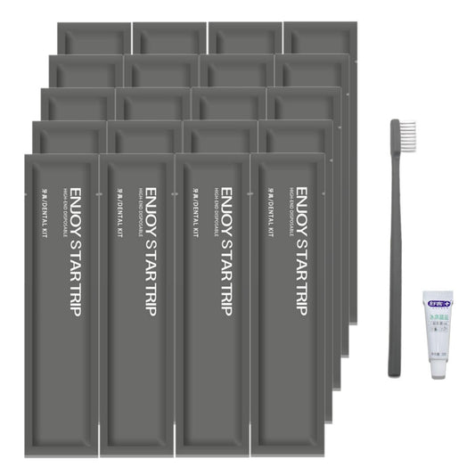 SKY-TOUCH 20Pcs Disposable Travel Toothbrushes with Single Pack Probiotic Toothpaste, Soft Bristle, Individually Waterproof Packaging, Single Use for Hotel, Camping, Travel, Home, Guests(Grey)