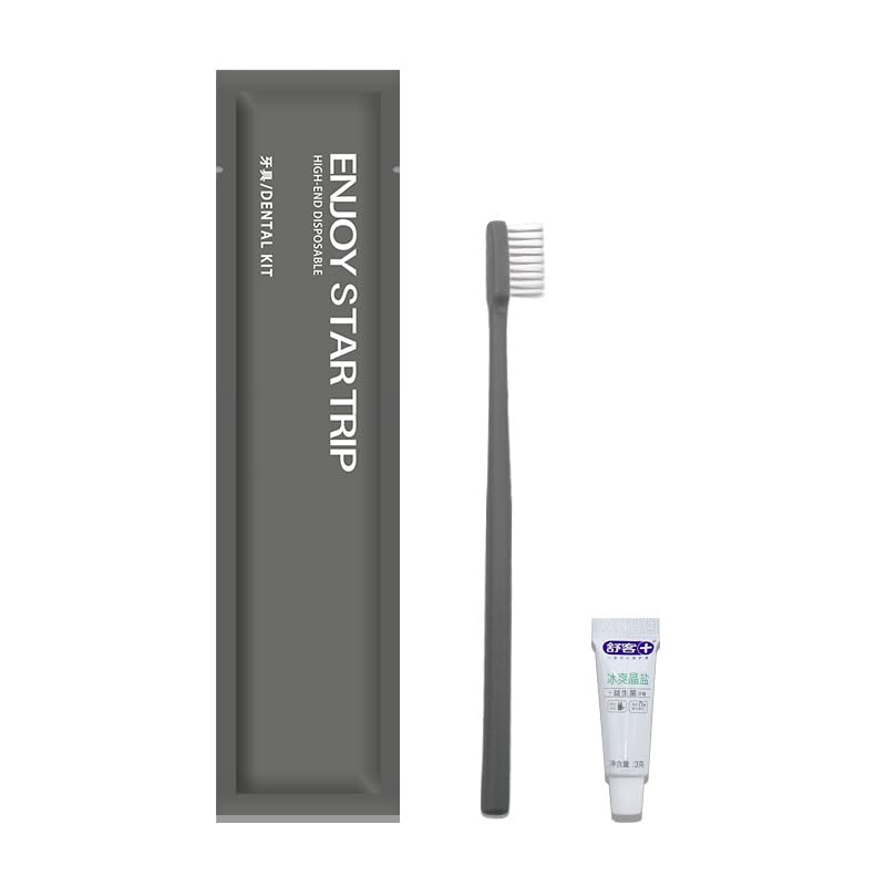 SKY-TOUCH 20Pcs Disposable Travel Toothbrushes with Single Pack Probiotic Toothpaste, Soft Bristle, Individually Waterproof Packaging, Single Use for Hotel, Camping, Travel, Home, Guests(Grey)