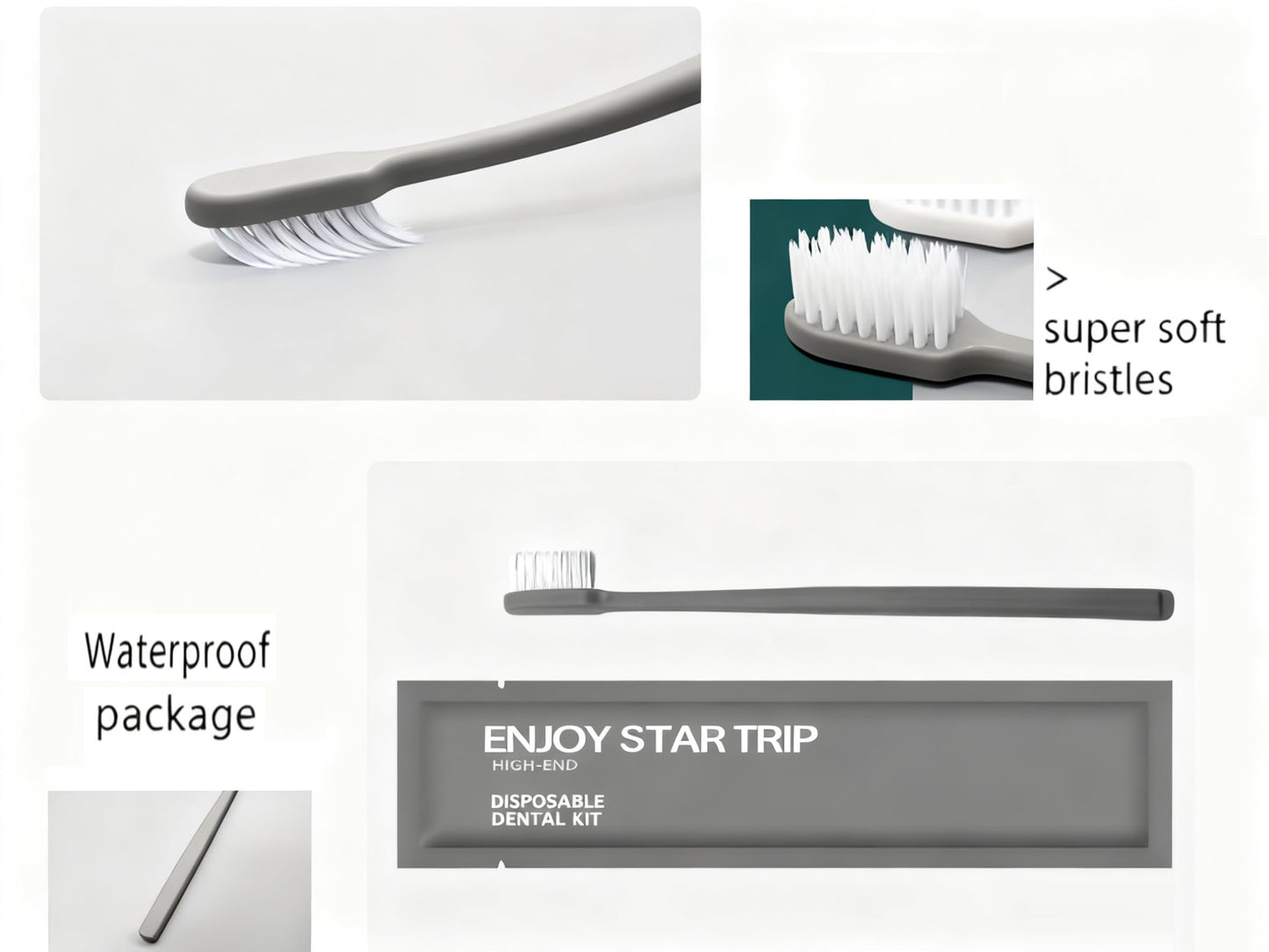 SKY-TOUCH 20Pcs Disposable Travel Toothbrushes with Single Pack Probiotic Toothpaste, Soft Bristle, Individually Waterproof Packaging, Single Use for Hotel, Camping, Travel, Home, Guests(Grey)