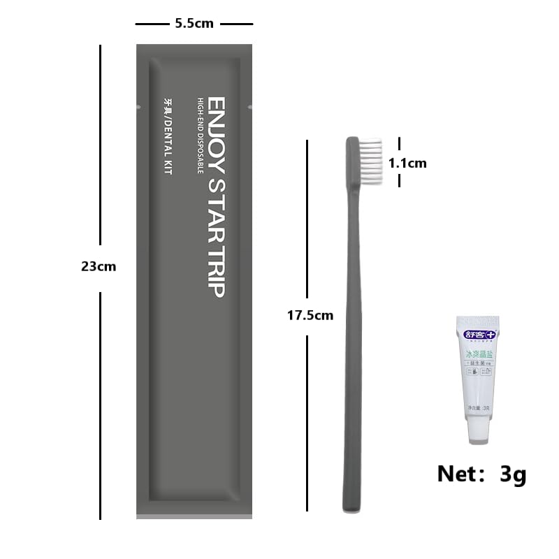 SKY-TOUCH 20Pcs Disposable Travel Toothbrushes with Single Pack Probiotic Toothpaste, Soft Bristle, Individually Waterproof Packaging, Single Use for Hotel, Camping, Travel, Home, Guests(Grey)