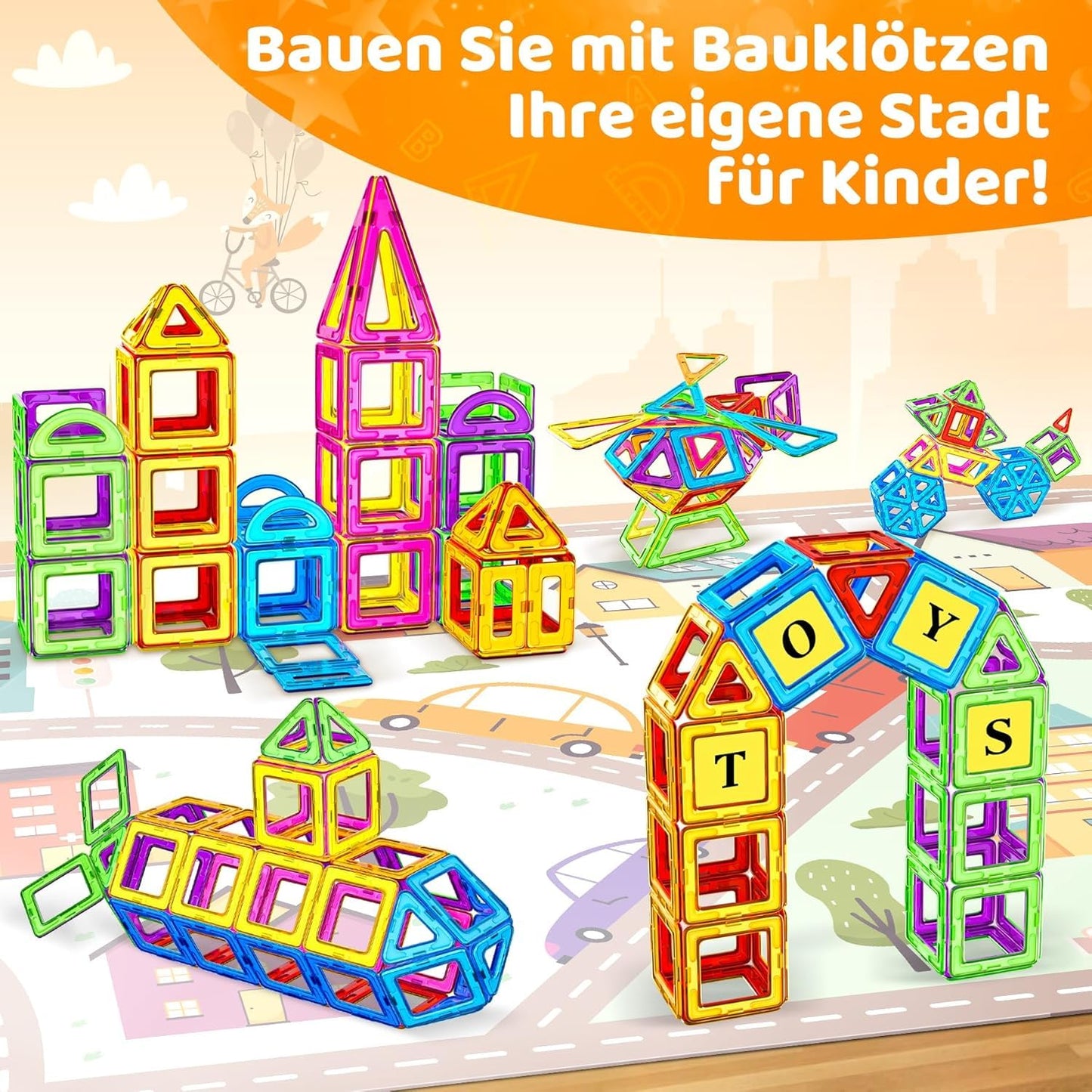 SKY-TOUCH 120 PCS Magnetic Building Blocks Set, Construction Magnetic Building Blocks Magnetic Toy Magnets Children Magnetic Game for Gift from 3+Years Boys Girls, Educational Gift
