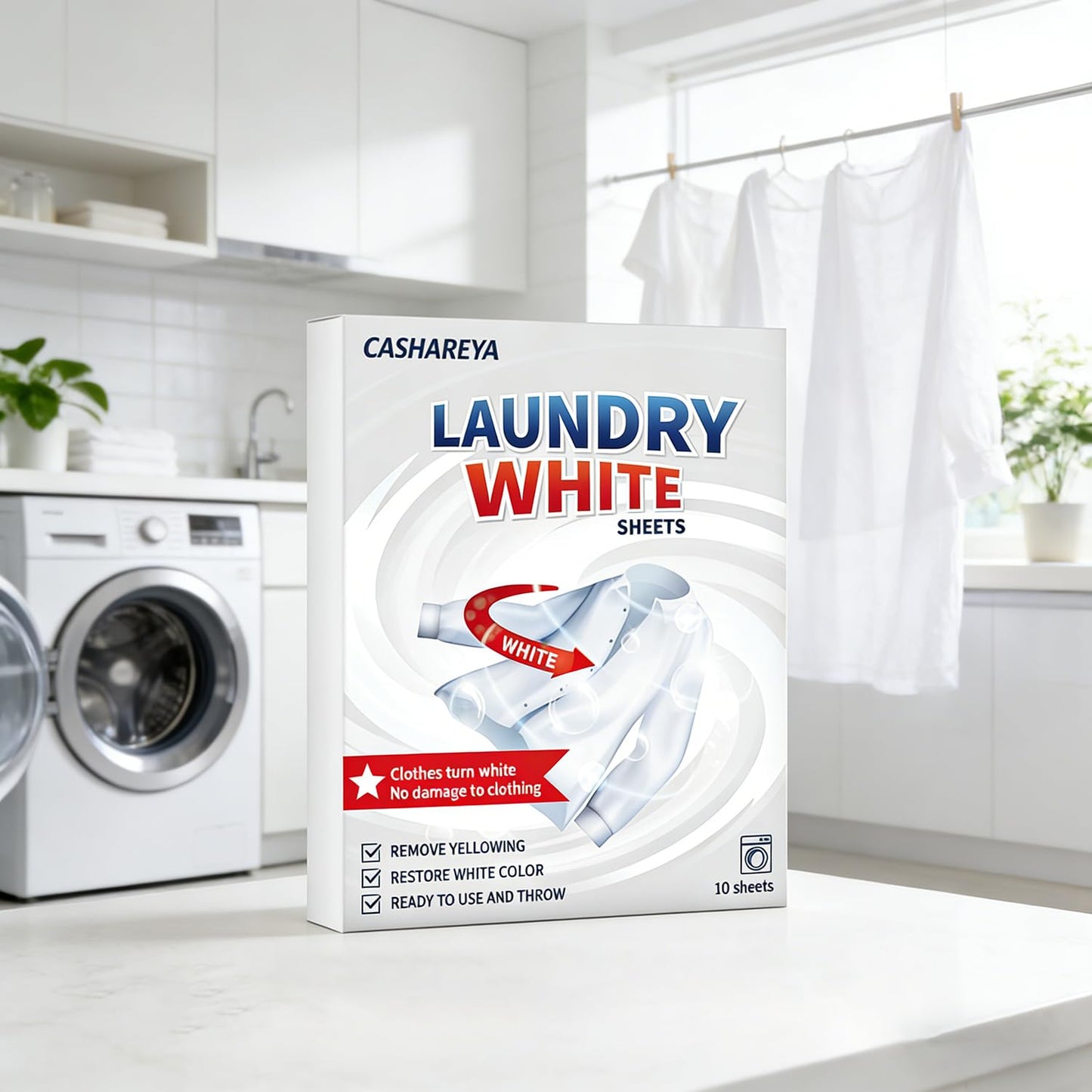 SKY-TOUCH Laundry whitening tablets, color-catching sheets, and stain removers effectively prevent clothes from turning gray or yellow | Home and laundry essentials 10 tablets