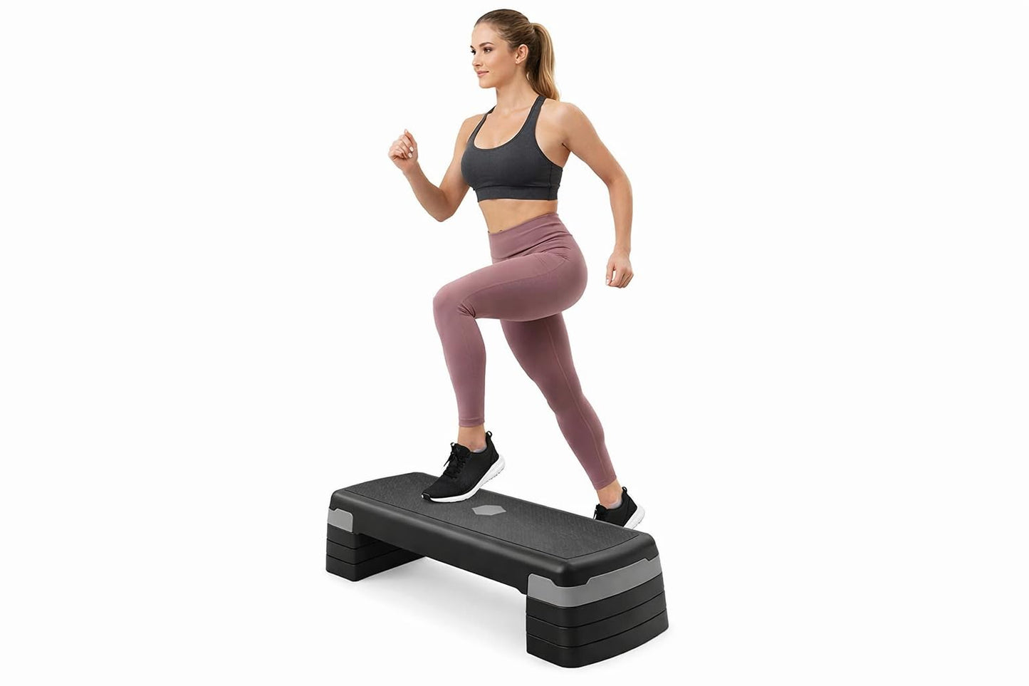 SKY-TOUCH Stepper Platform – 3 Layer Adjustable Home Exercise Stepper with Non-Slip Surface, Heavy-Duty Fitness Step for Cardio & Strength Training – Black/Gray (82.5×30×11 cm)