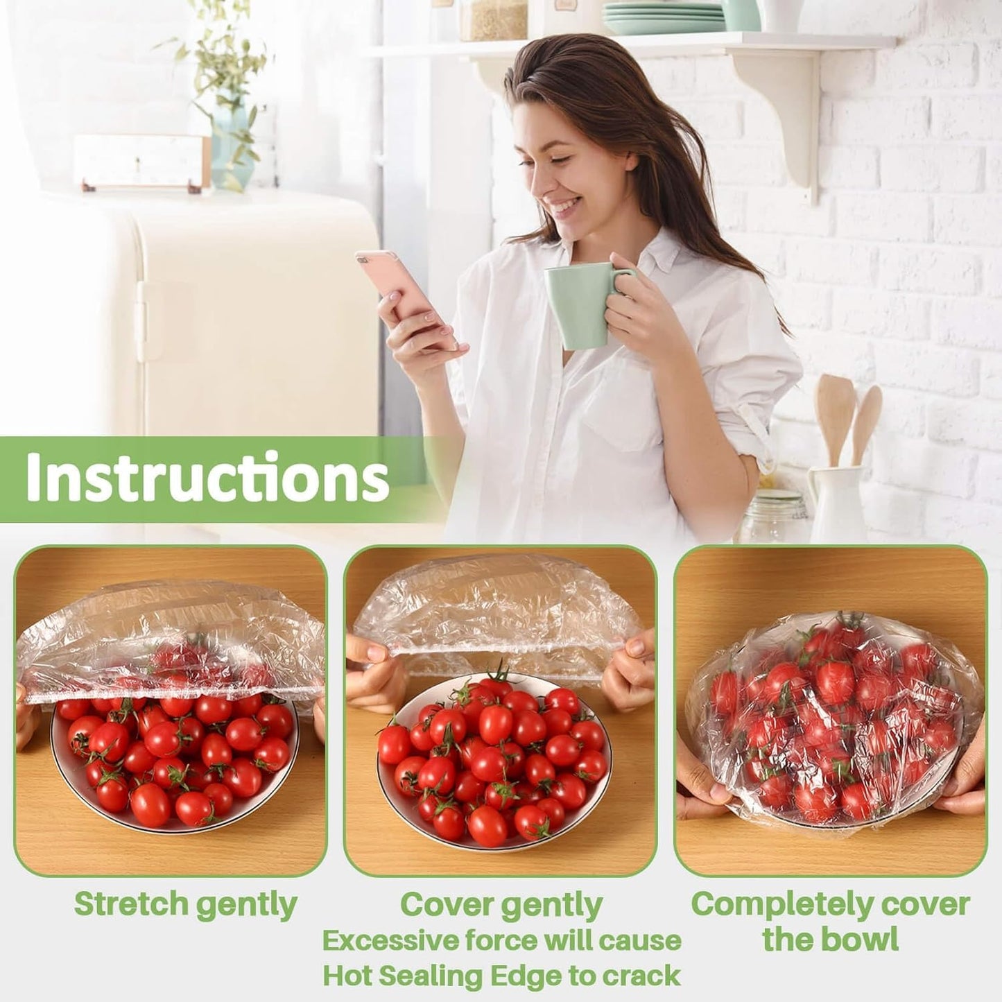SKY-TOUCH 300PCS Food Covers Plastic Stretch - Large Reusable Fresh Keeping Bags/Plate Cover Food Fresher for Containers, Elastic Storage Meal Prep Dish Plate Plastic Family Outdoor Picnic
