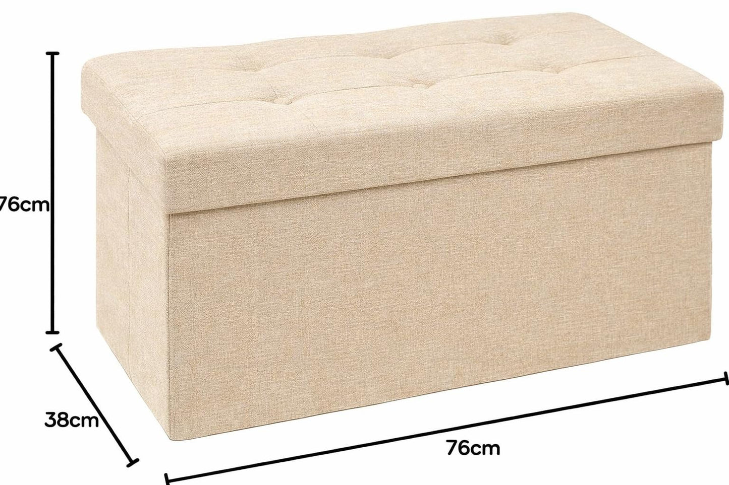 SKY-TOUCH Ottoman Seat Storage Stool, Folding Storage Ottoman Cube, Space-Saving Cube Footrest Seat for Bedroom, Hallway, Living Room,Beige,76 * 38 * 38cm(Capacity 150KG) 1 pack