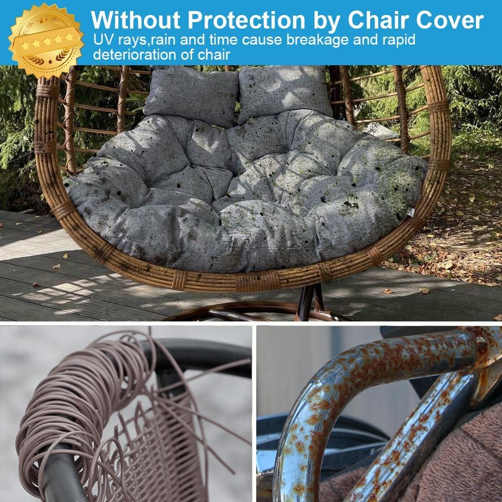 SKY-TOUCH Hanging Egg Chair Cover, 230*200cm 210D Oxford Fabric Swing Chair Cover with Zipper, Waterproof Heavy Duty Windproof Furniture Protector for Outdoor Patio Garden (Black)